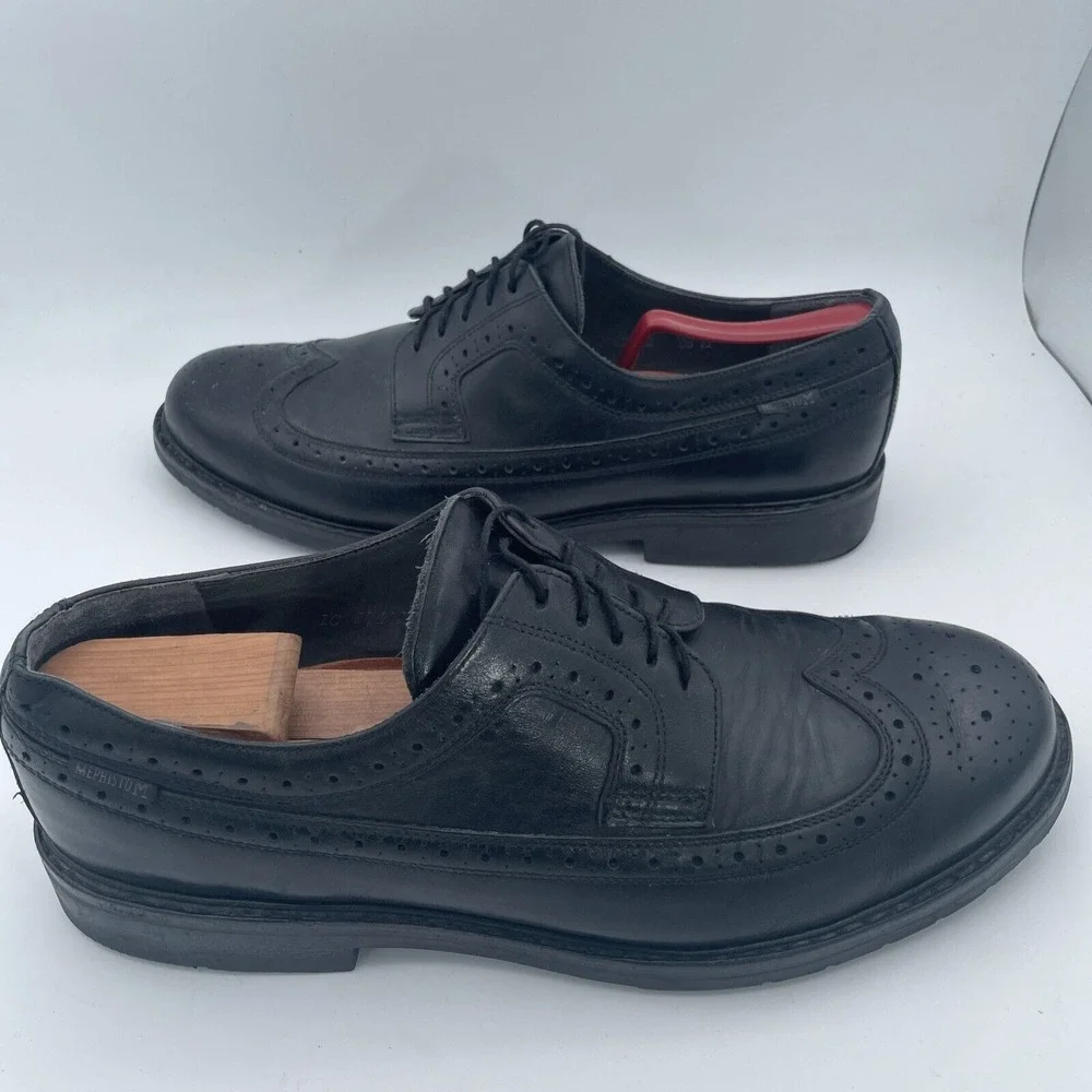 Mephisto Black Leather Goodyear Welt Men's‎ Wingtip Longing Shoes Size 12